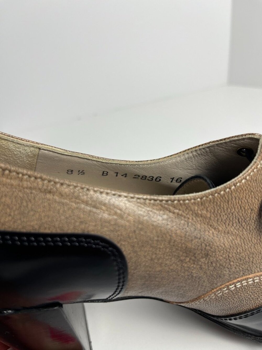 Robert Clergerie Paris Two Tone Oxford Heel Women's 8.5 Black Taupe France - Picture 7 of 10